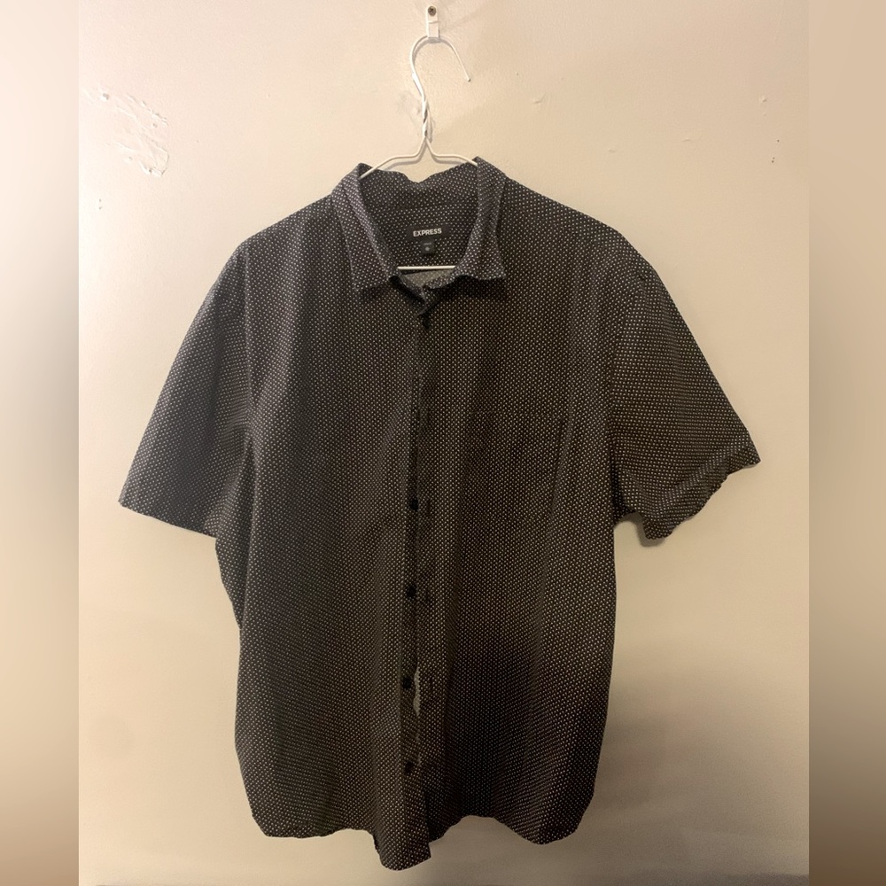 Black Express Shirt With Red and White Polka Dots